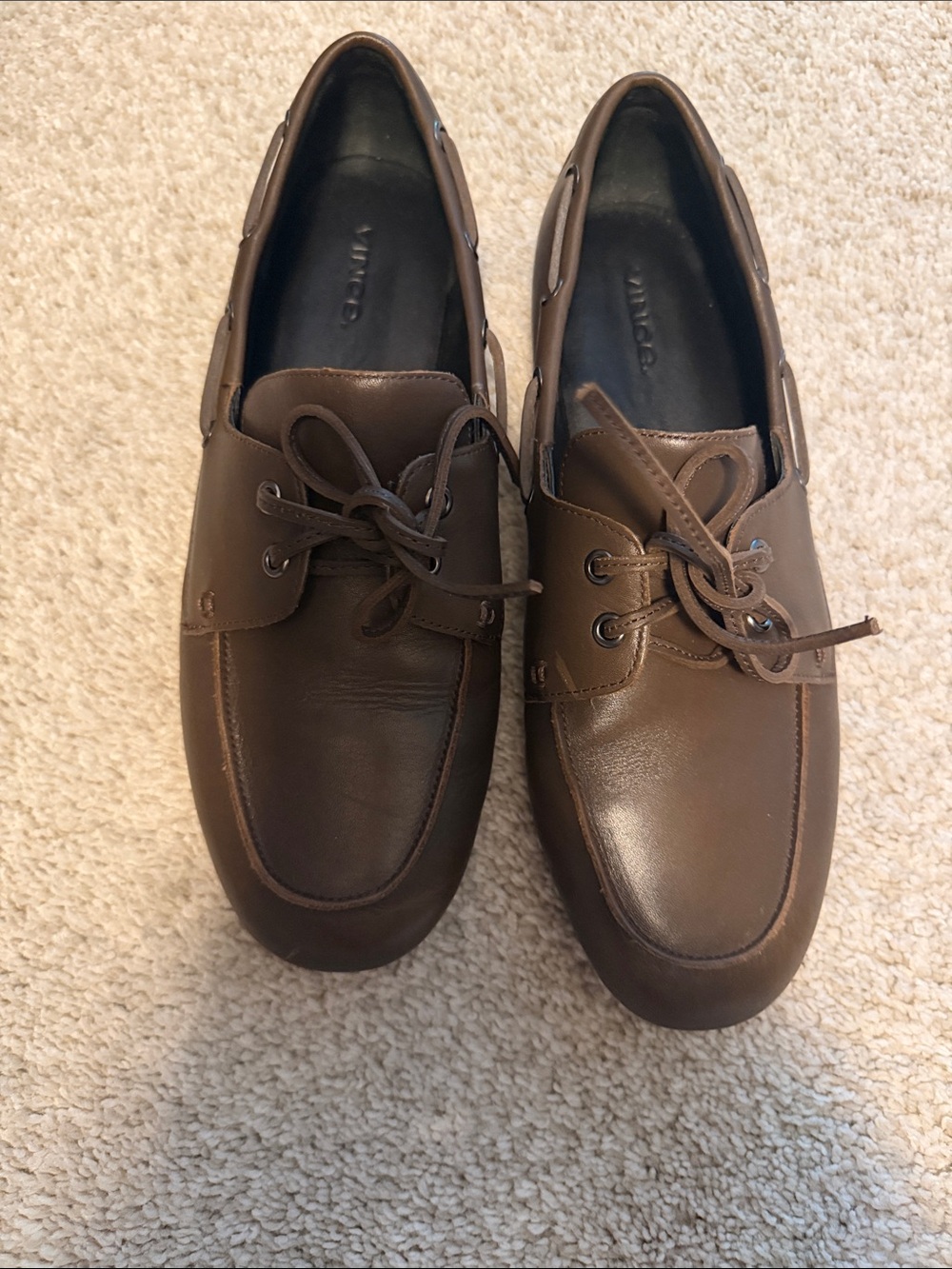 Vince Brown Leather Lace-Up Boat Shoes - Picture 2 of 3
